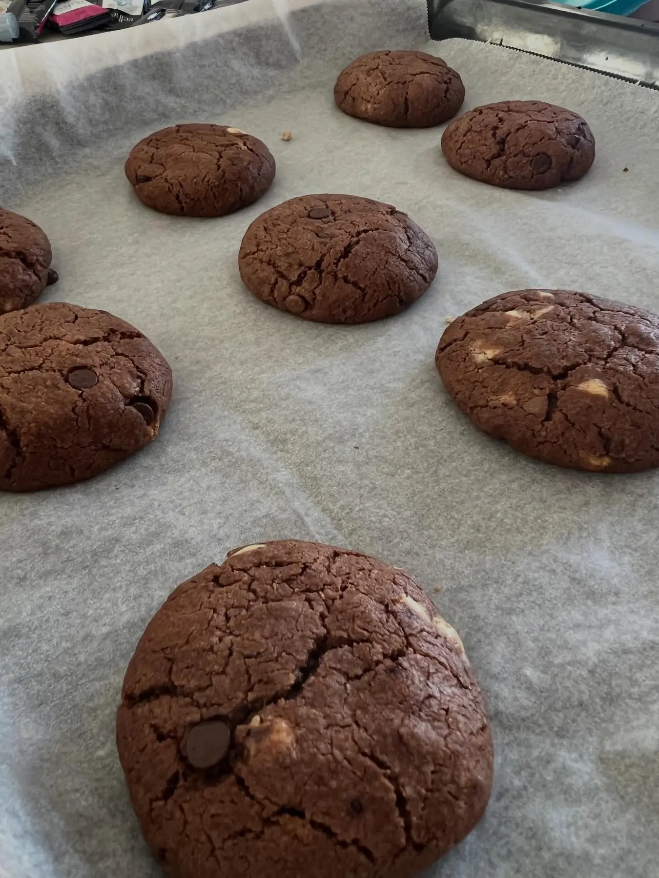 Freshly baked chocolate cookies